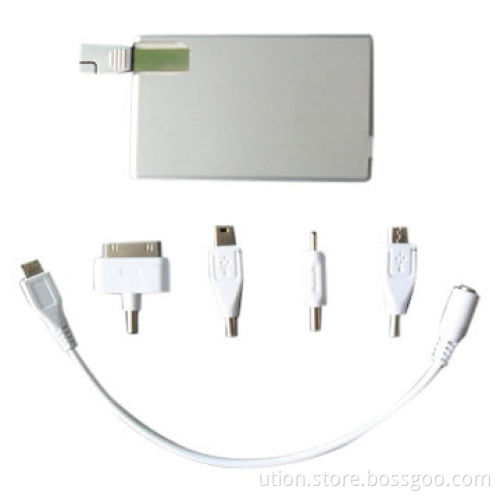 Ultra-thin 8mm Credit Card 1,000mAh Power Bank with USB Flash Drive